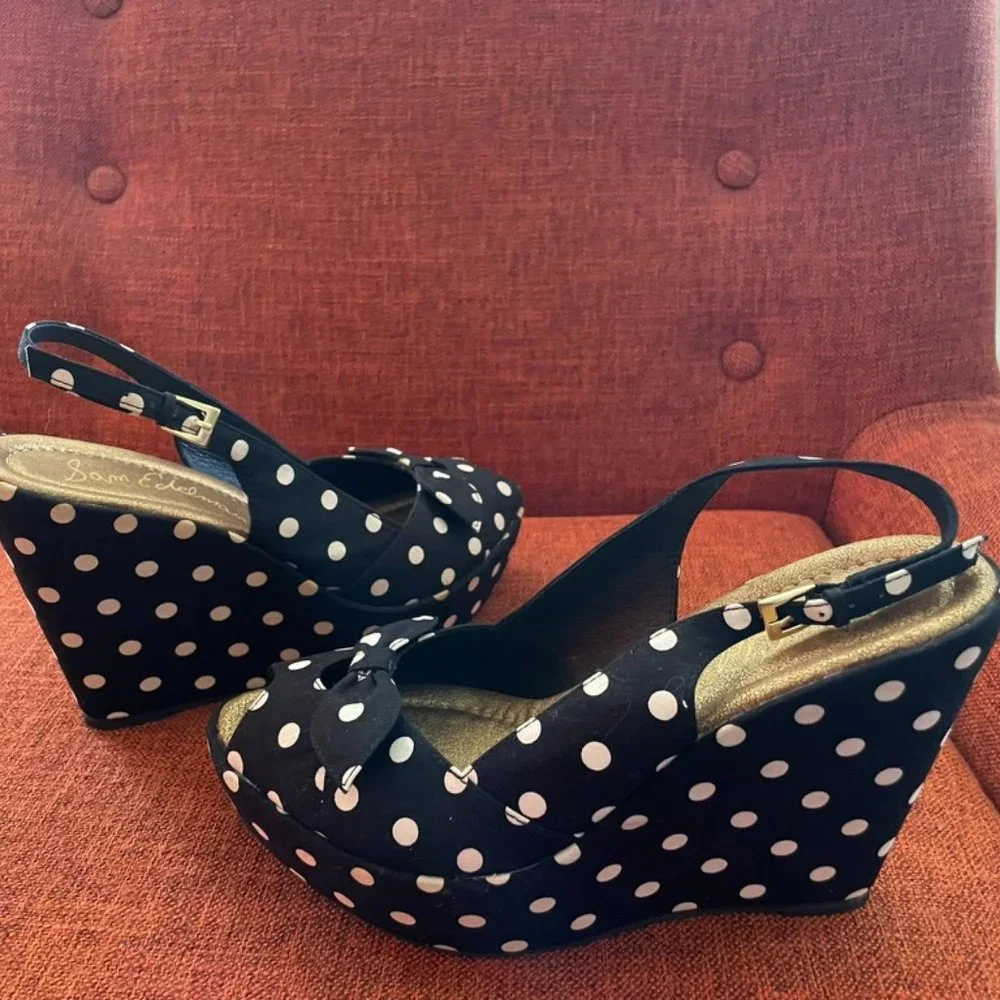 TWO PAIRS - Sam Edelman Retro Platform Heels - Size 6-7 - Picture 3 of 13